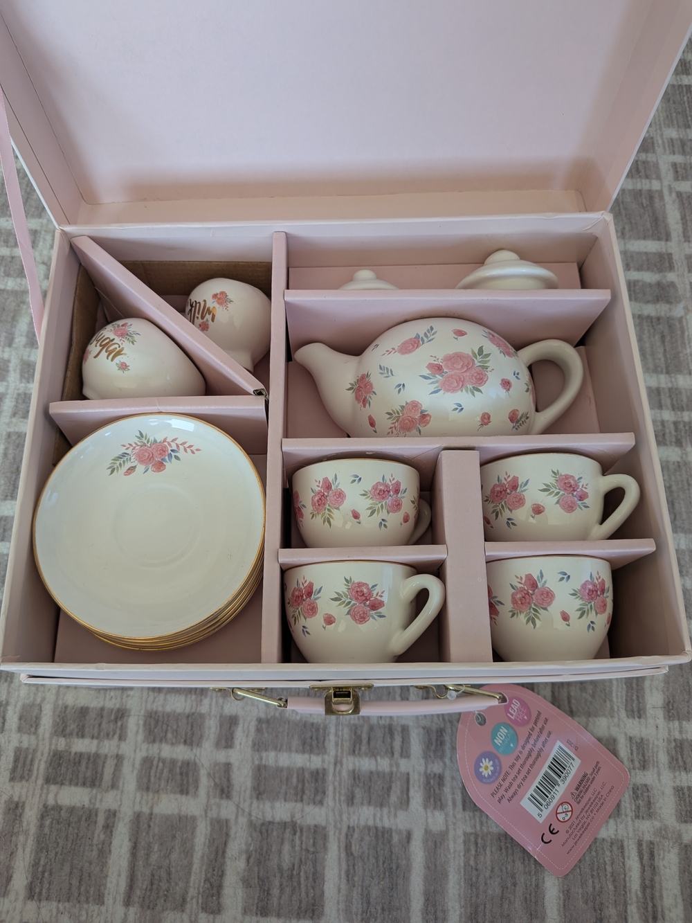Jewelkeeper Floral Pink Porcelain Tea Set - Elegant Home Dining